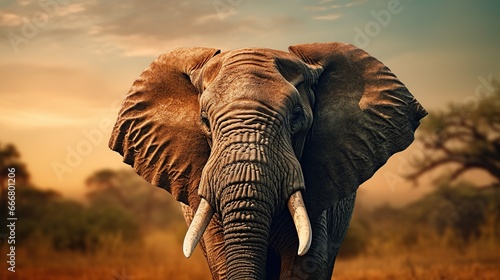 Big elephant on nature background. AI generated image © prastiwi