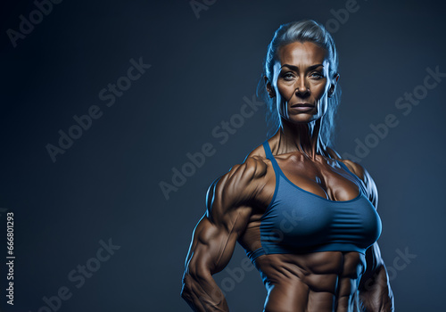 Muscular attractive mature woman posing