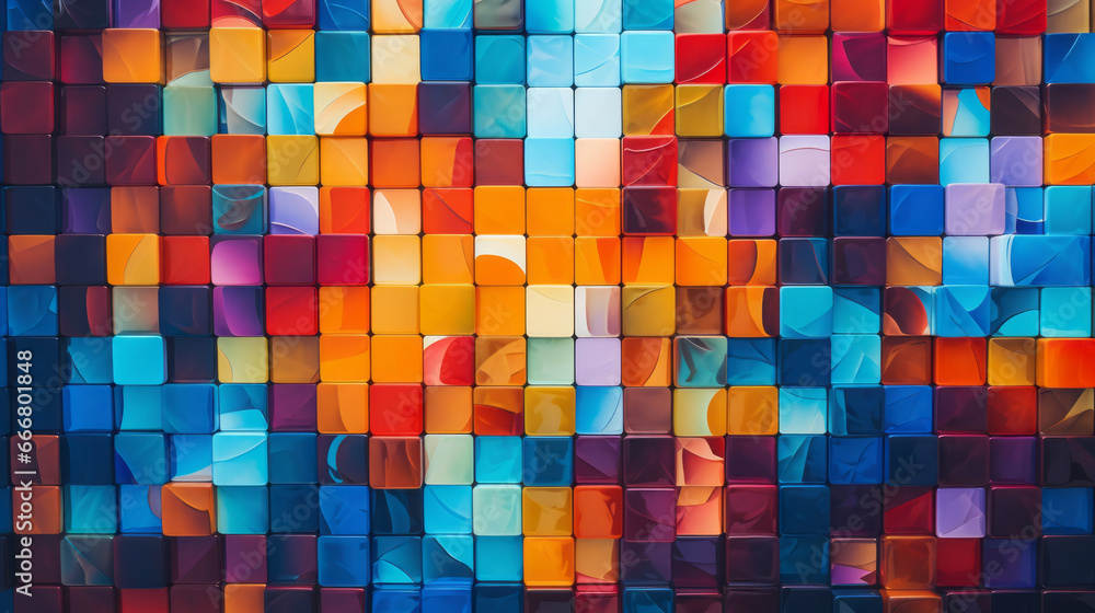 A vibrant and dynamic abstract composition of colorful squares