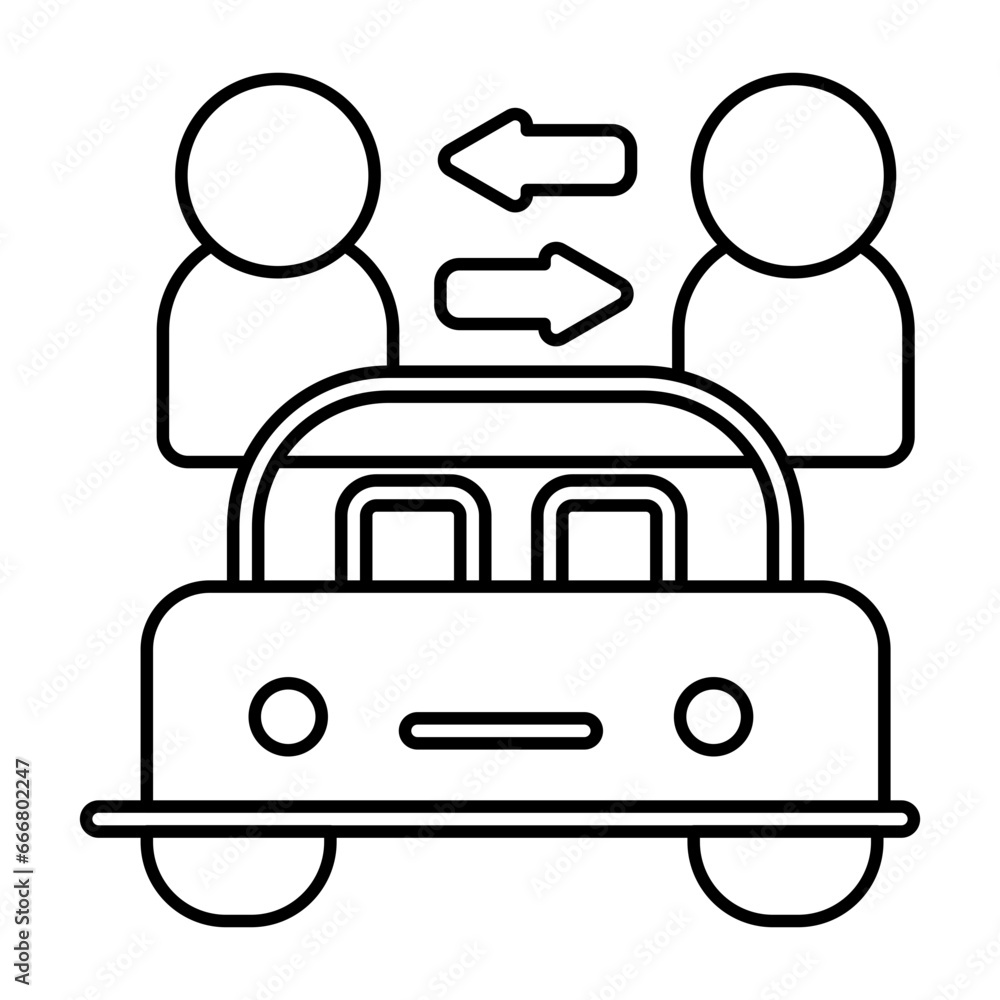 sale and rental car line icon vector graphic