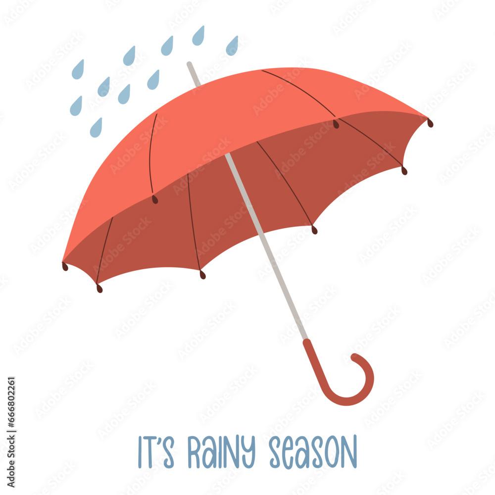 Rain umbrella and calligraphy. Autumn illustration in flat style. Vector Rain umbrella and calligraphy. Autumn illustration in flat style. Vector