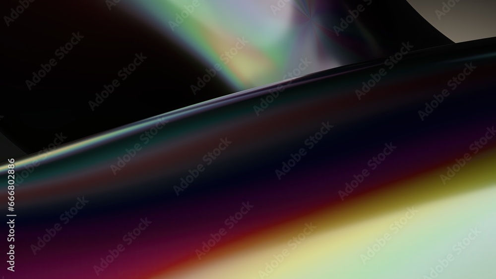 Obraz premium Beautiful reflection of dark atmosphere on metal plate Rainbow reflection Elegant and Modern 3D Rendering image abstract background