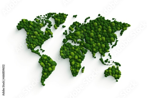 tree or forest shape of world map, green world map