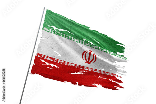 Iran torn flag on transparent background.