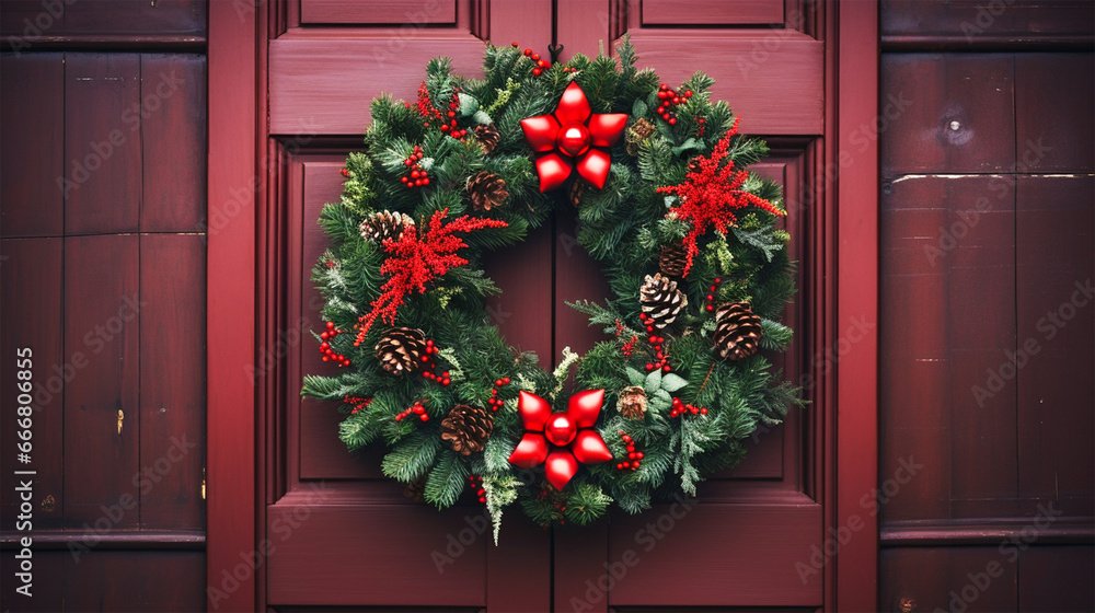 christmas wreath hanging on front door christmas wreath hanging on front door
