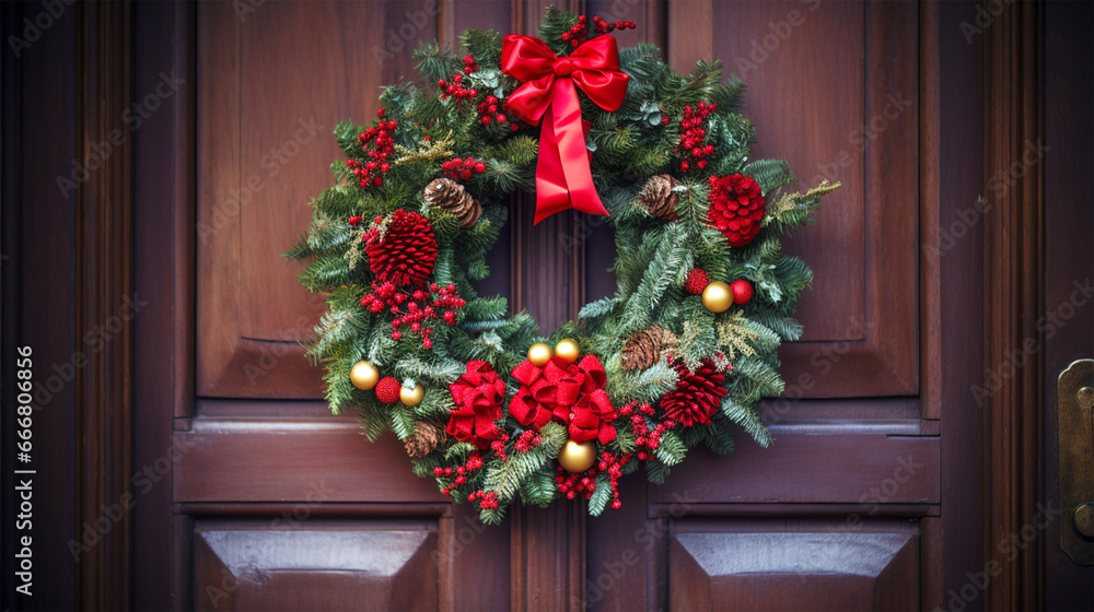 christmas wreath hanging on front door christmas wreath hanging on front door