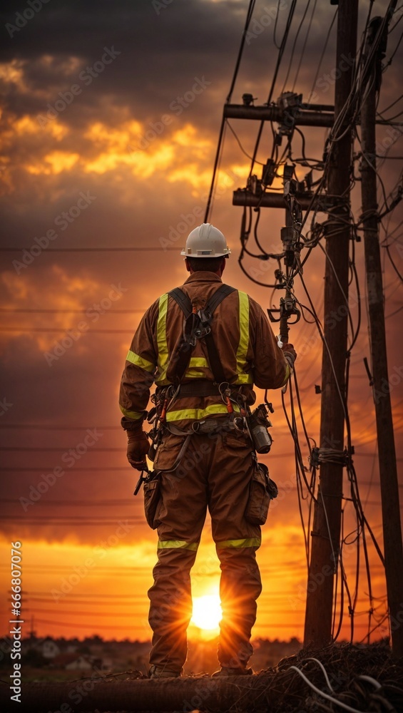 Naklejka premium Lineman at work