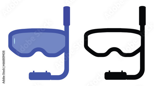 Masks for swimming icon, swimming goggles, underwater glasses, vector illustration isolated on white background