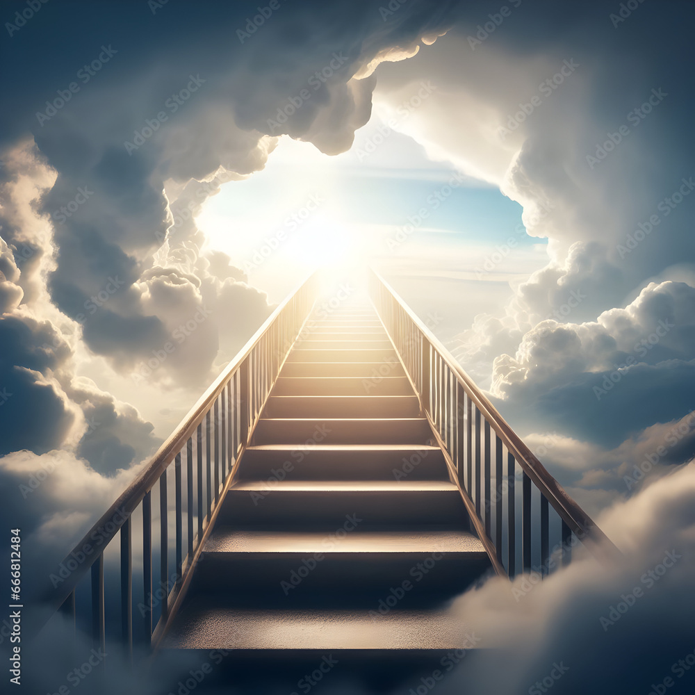 Stairway to Heaven with Bright Sun Light and Clouds Stairway to Heaven with Bright Sun Light and Clouds