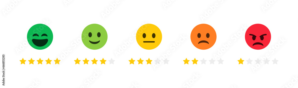 Feedback emoticons emojis. Smiley icon set , happy, neutral, sad, emoji ...