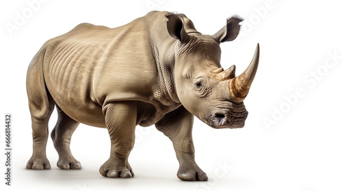 Big rhino animal isolated white background. AI generated image