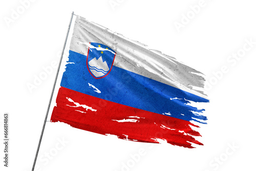 Slovenia torn flag on transparent background.