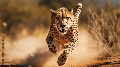 Animal photography. Cheetah in the wild, hunting prey