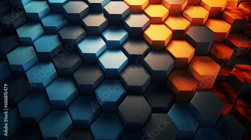 Hexagonal patterns in vibrant hues, abstract background for futuristic designs,