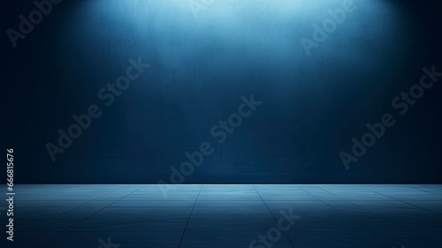 Empty blue wall, concrete floor. Generation AI