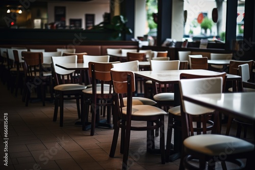 Chairs and Tables in an Empty Cafe