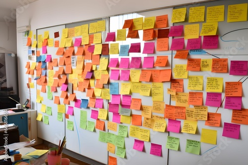 Eine Wand voller Notitzen mit Post-its