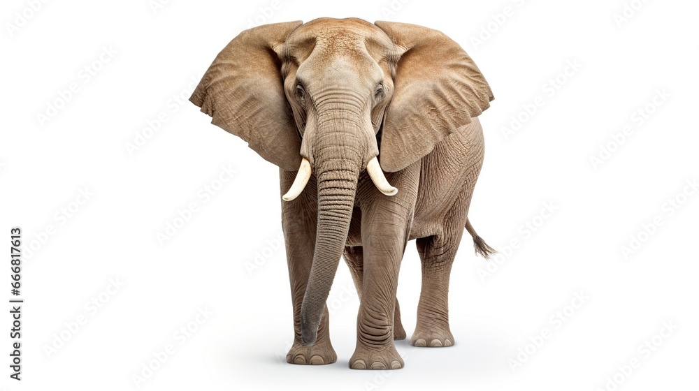 Big elephant on white background. AI generated image