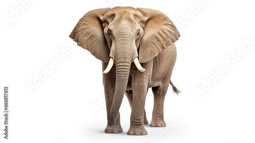 Big elephant on white background. AI generated image