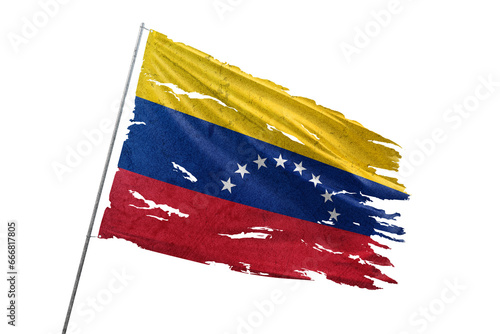 Venezuela torn flag on transparent background.
