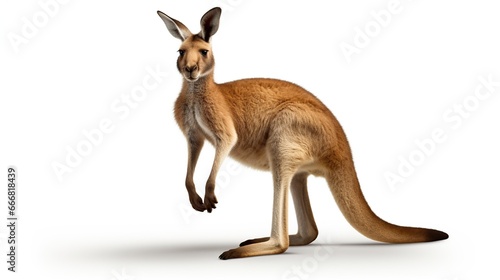 Kangaroo standing on white background. AI generated image © prastiwi