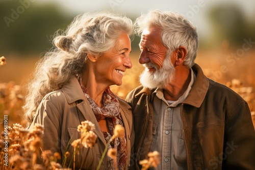Loving senior couple portra...