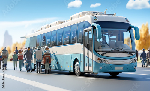 passengers about to enter a coach bus, generative ai