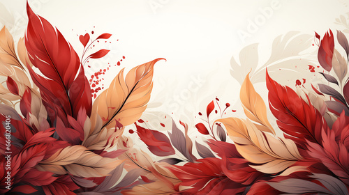 An abstract floral background with feathers. Generative AI. 