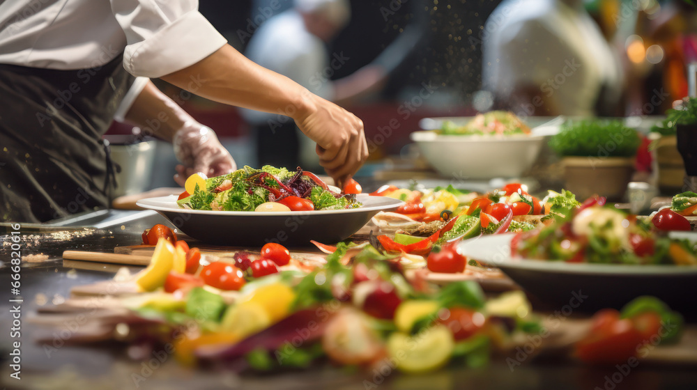 Chefs showcase their culinary skills in a cooking contest