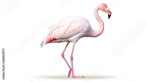 Beautiful white flamingo isolated on white background. AI generated image