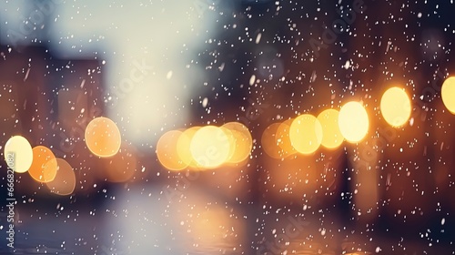 Blurred bokeh of a festive winter city, big city lights. Generation AI © MiaStendal