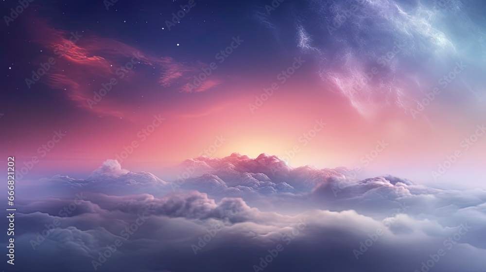 Unreal sky with clouds, neon. Generation AI Unreal sky with clouds, neon. Generation AI