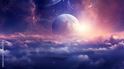 Unreal sky with clouds, neo...