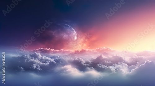 Unreal sky with clouds, neo...