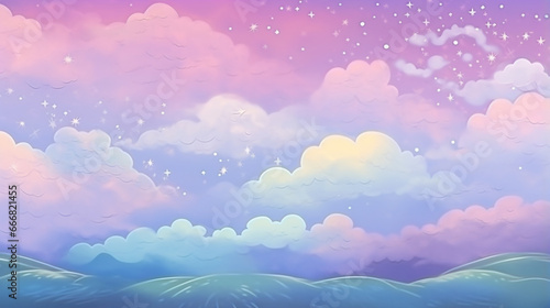 fantasy hand drawn sky background texture fairy tale dream cute. generative ai