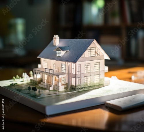 Architectural model of a modern house. New home, investment, finance and real estate concept.