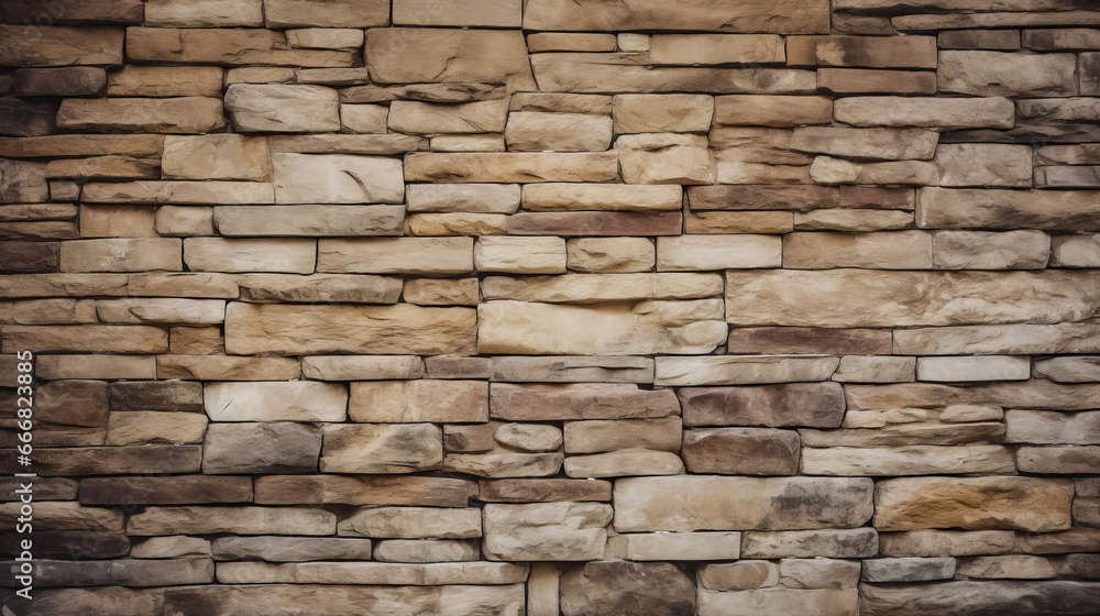 A textured and vibrant stone wall with a mix of different shapes and hues