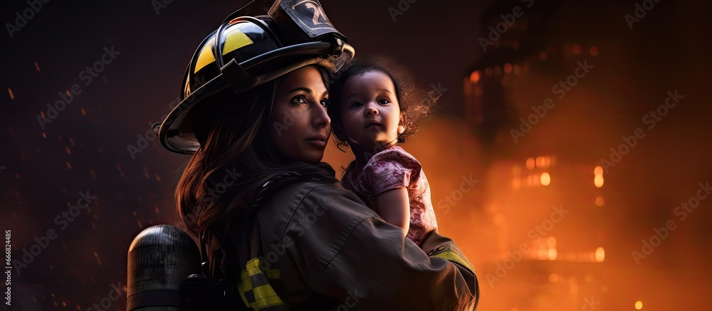 A firefighter rescued a baby from a dangerous fire A firefighter rescued a baby from a dangerous fire