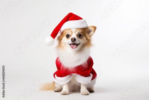 adorable santa paws: festive canine joy in santa claus outfit, Generative AI © avrezn