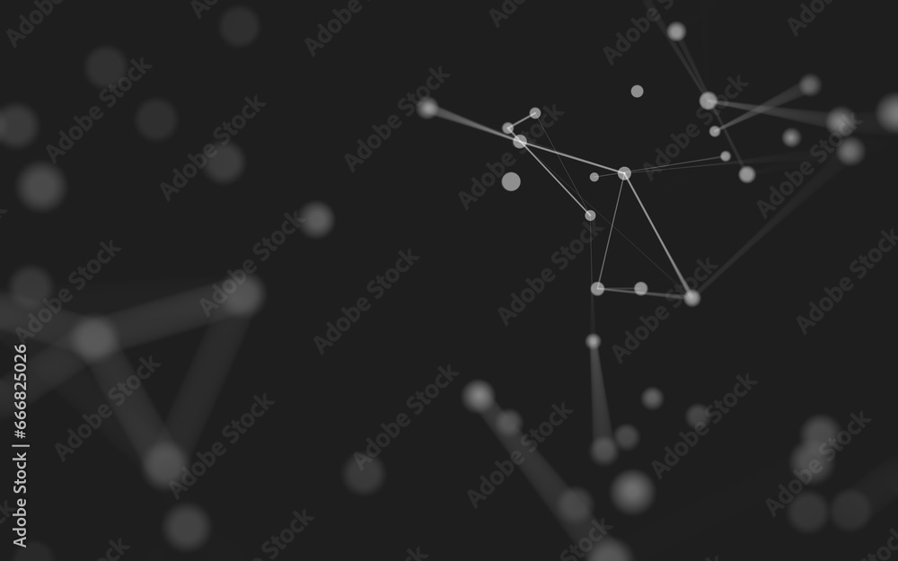 Fototapeta premium Abstract background. Molecules technology with polygonal shapes, connecting dots and lines. Connection structure. Big data visualization.