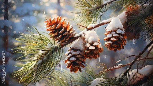 Spruce branches with cones ...
