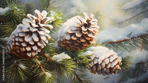 Spruce branches with cones ...
