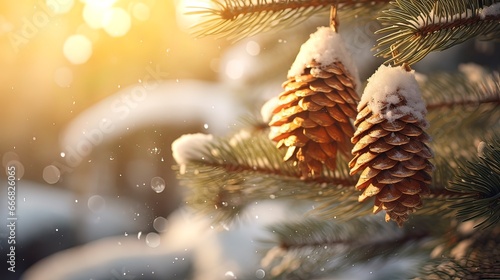 Spruce branches with cones ...