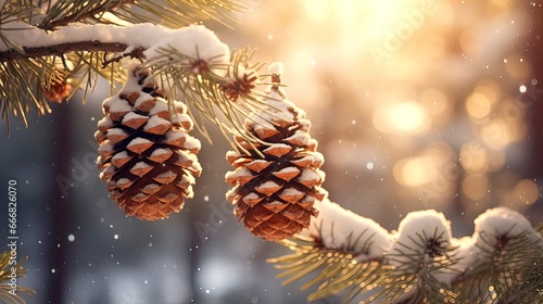Spruce branches with cones ...