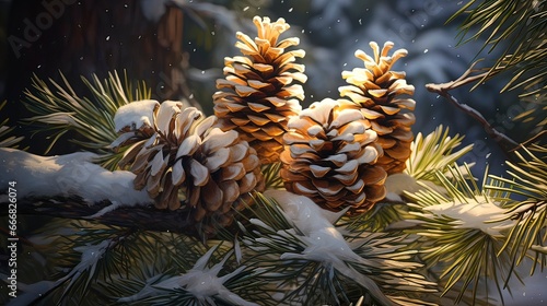 Spruce branches with cones ...