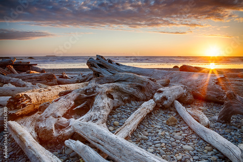 Obraz na płótnie Sunset over Ruby Beach at Olympic National Park w salonie