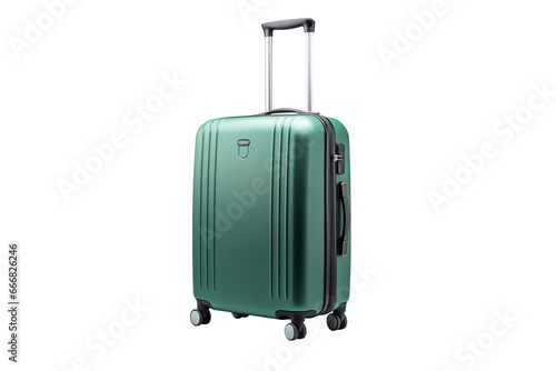 green suitcase for travel isolated on white background. Png file