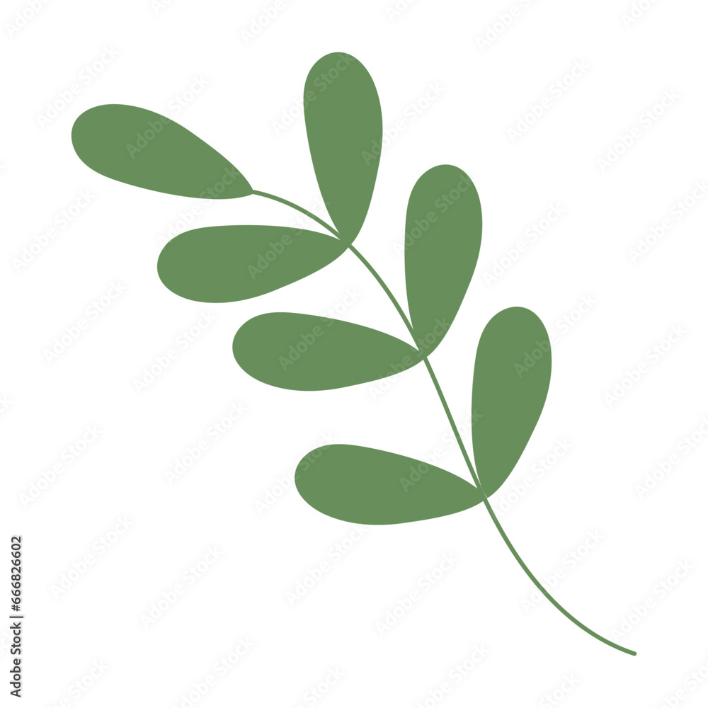 Abstract image of spring twig with small leaves in trendy green hue. Isolate. Vector Design element Abstract image of spring twig with small leaves in trendy green hue. Isolate. Vector Design element