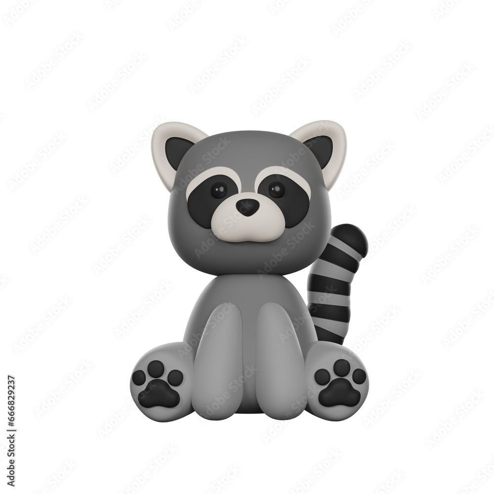 Cute 3D Character Raccoon Toy Cute 3D Character Raccoon Toy