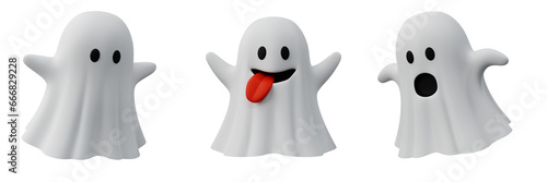 3D emoticon ghost emoji for Halloween decoration and concept Halloween illustration